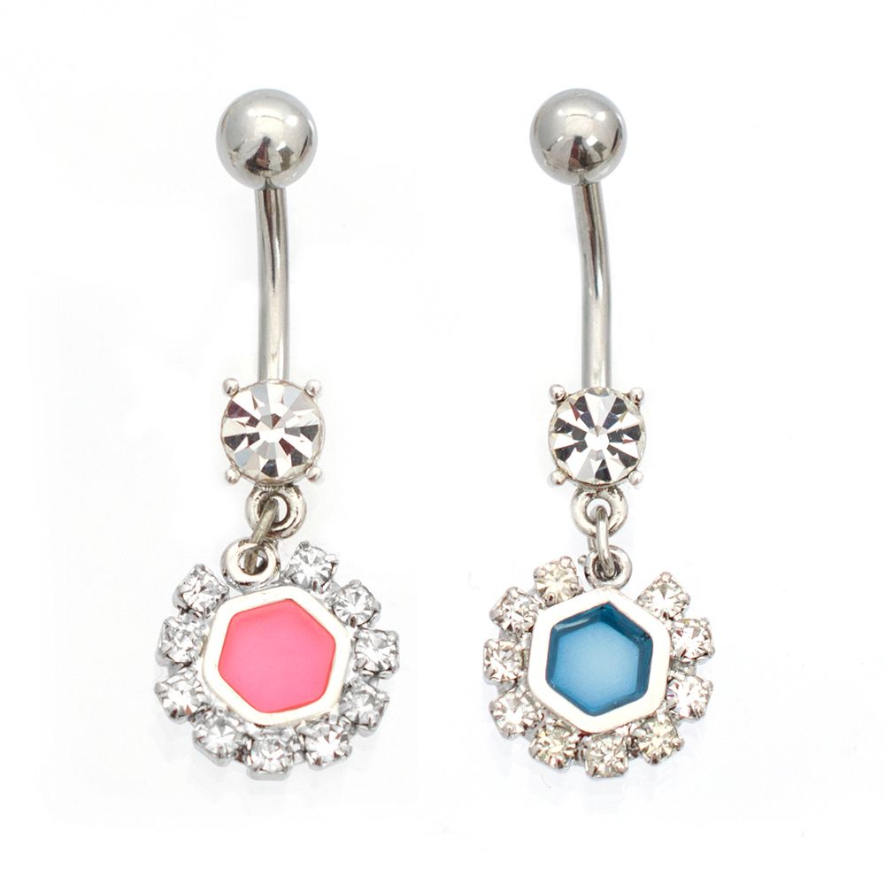 Surgical Steel 14 Gauge Luxe Modz Pastel Flake Dangle Belly Ring