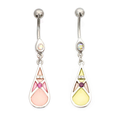 Surgical Steel 14 Gauge Luxe Modz Pastel Teardrop CZ Belly Ring