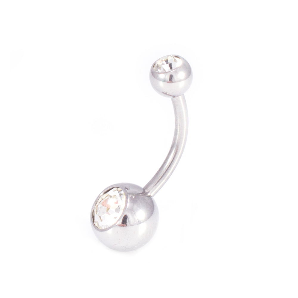 Surgical Steel 14 Gauge Belly Ring CZ with Free Clear Flexi Ring - photo 2