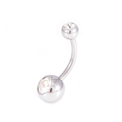 Surgical Steel 14 Gauge Belly Ring CZ with Free Clear Flexi Ring - photo 2