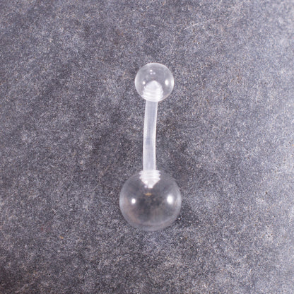 Surgical Steel 14 Gauge Belly Ring CZ with Free Clear Flexi Ring - photo 3
