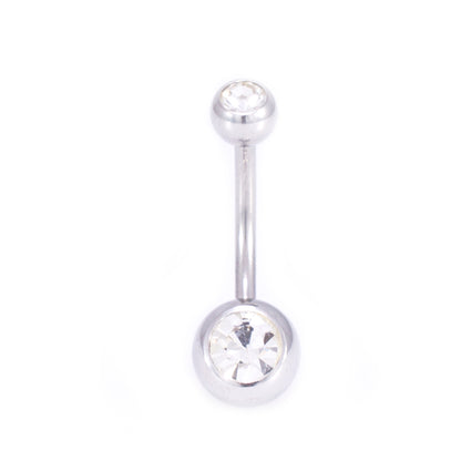 Surgical Steel 14 Gauge Belly Ring CZ with Free Clear Flexi Ring - photo 5