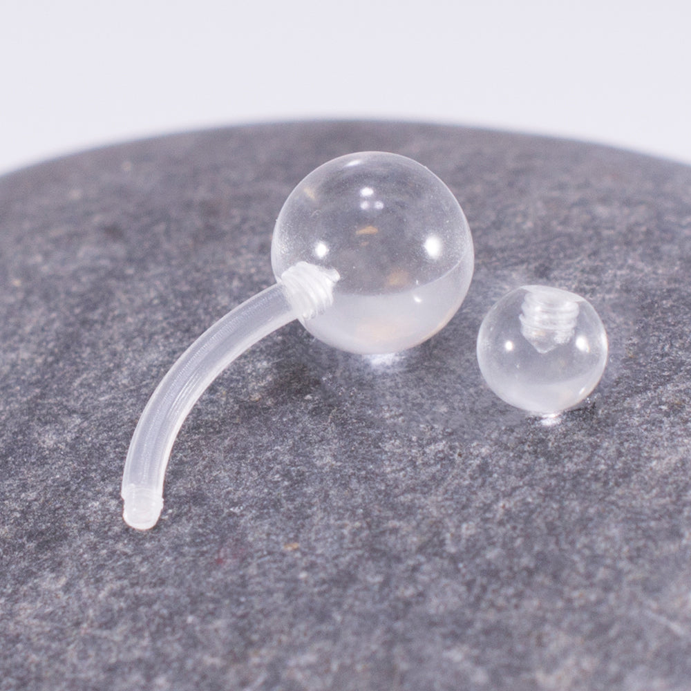 Surgical Steel 14 Gauge Belly Ring CZ with Free Clear Flexi Ring - photo 6