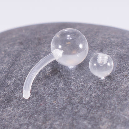 Surgical Steel 14 Gauge Belly Ring CZ with Free Clear Flexi Ring - photo 6