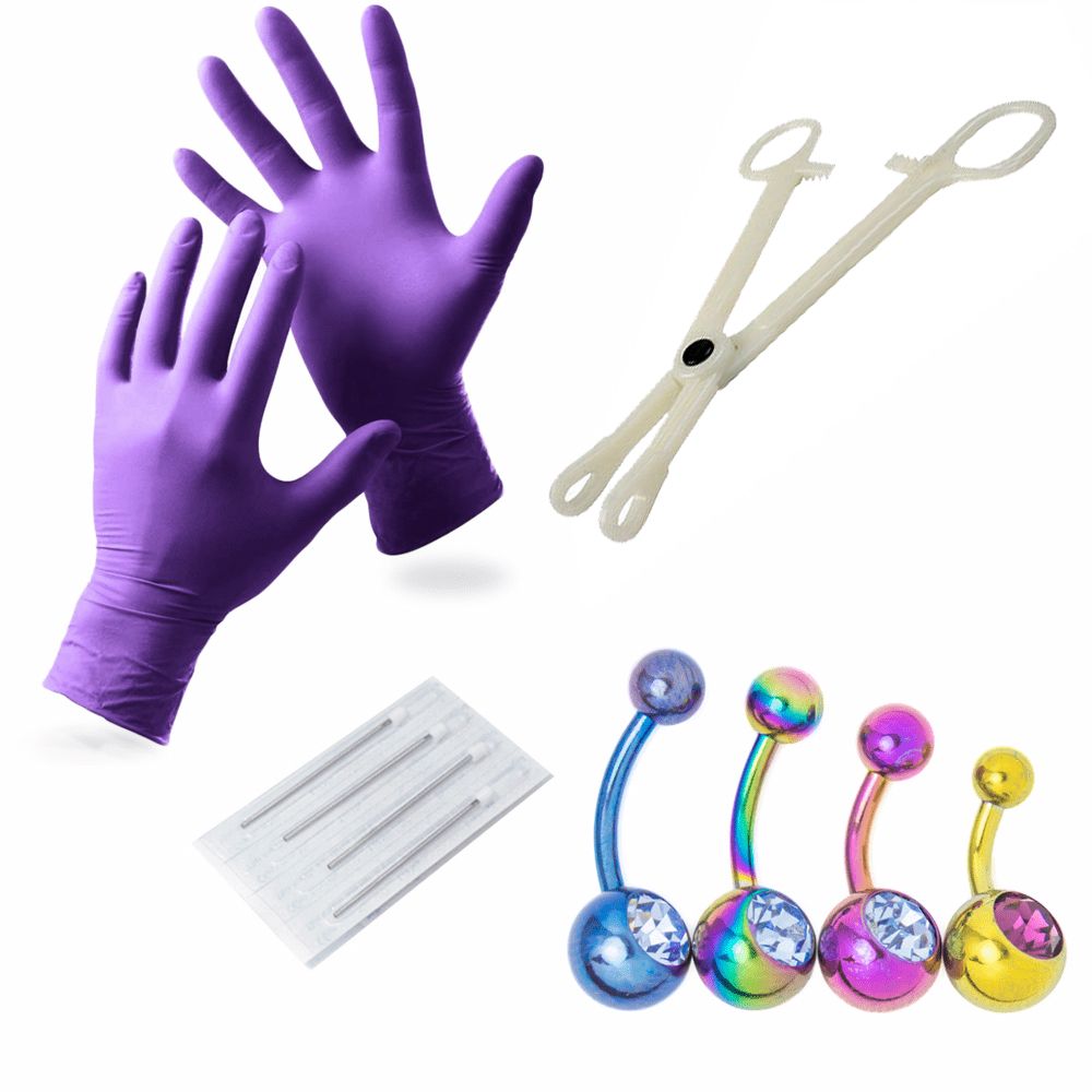 Surgical Steel LionGothic Belly Piercing Kit with 4 Rings - 10 Pack