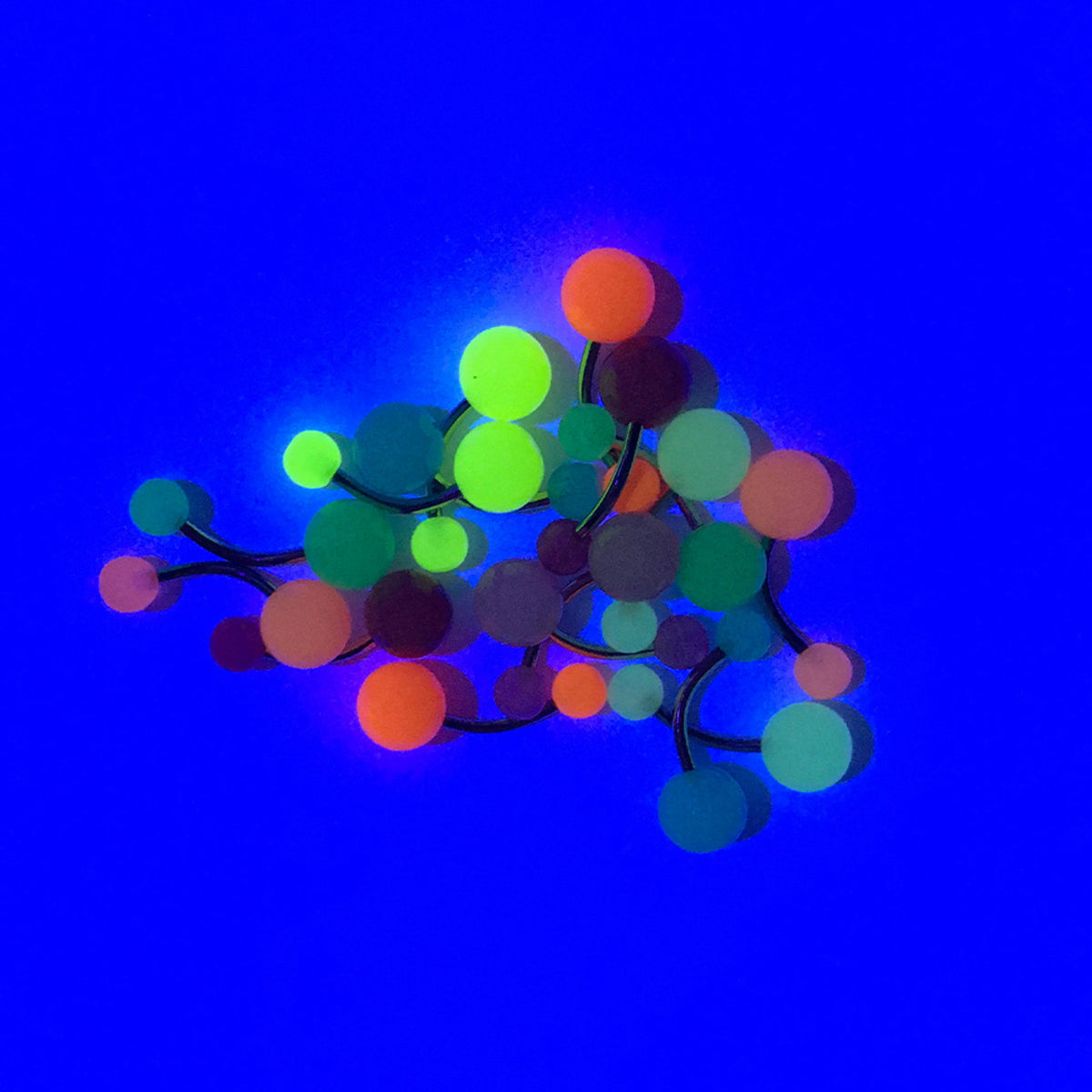Surgical Steel Belly Button Ring 14 Gauge UV Glow Acrylic - 16 Pack - Kruelty - Photo 2
