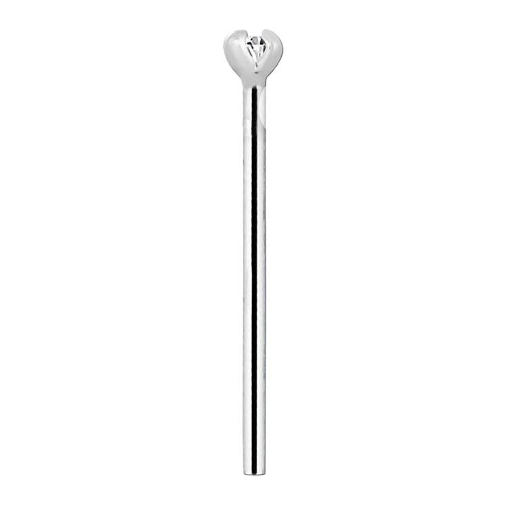 14K Solid White Gold 22 Gauge Fishtail Nose Stud with Genuine Diamond - photo 3