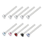 Surgical Steel 20 Gauge Bendable Nose Ring CZ - 10 Pack