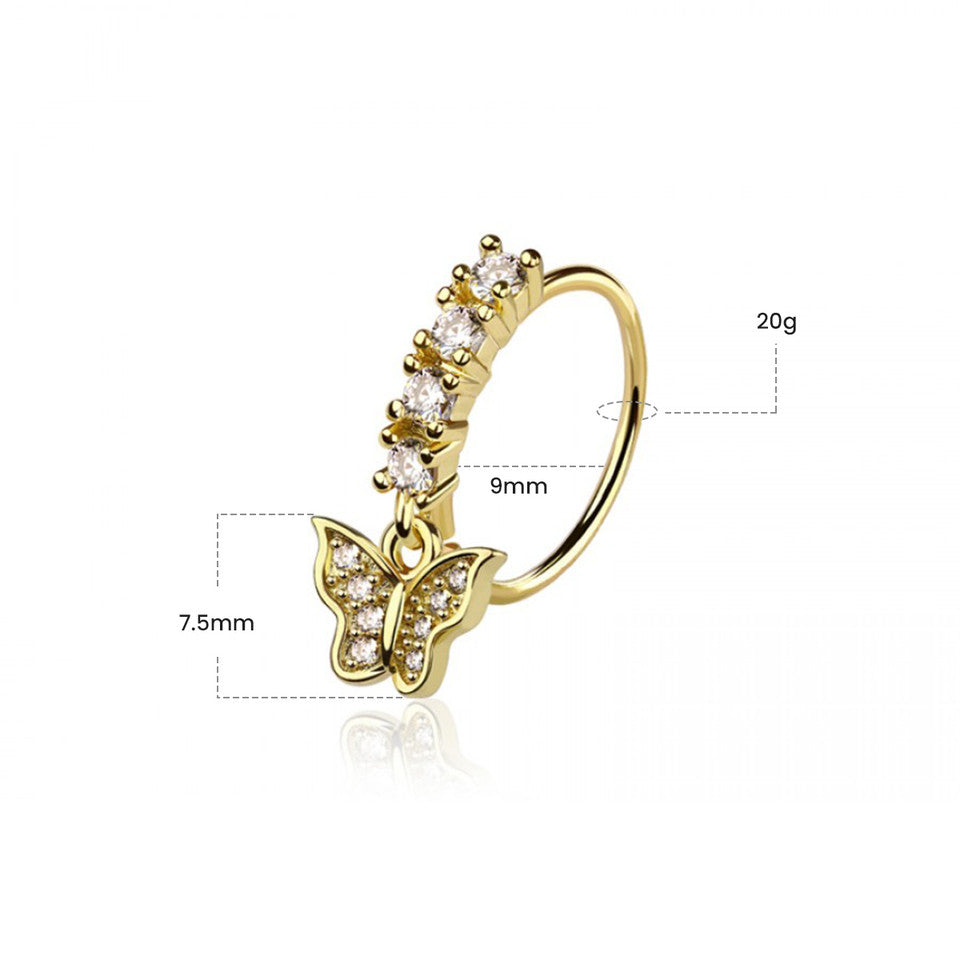 Surgical Steel 20 Gauge Dangle CZ Bendable Nose Hoops - 3 Pack
