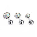 Surgical Steel 16 Gauge Aurora Bezel CZ Barbell Earrings - 3 Pack