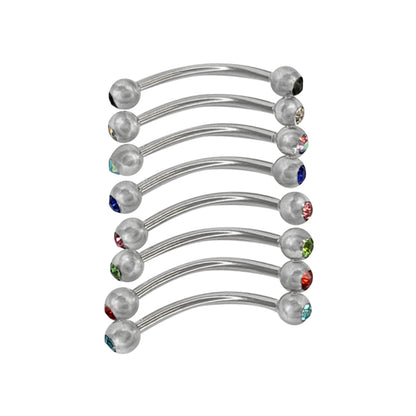 Surgical Steel 16 Gauge Curved Barbell with CZ Ball Bezel - photo 2