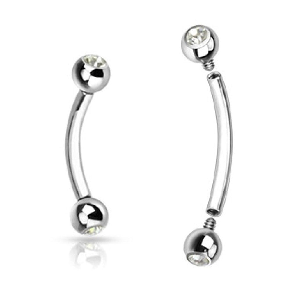 Surgical Steel 16 Gauge Curved Barbell CZ with Bezel