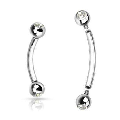 Surgical Steel 16 Gauge Curved Barbell CZ with Bezel