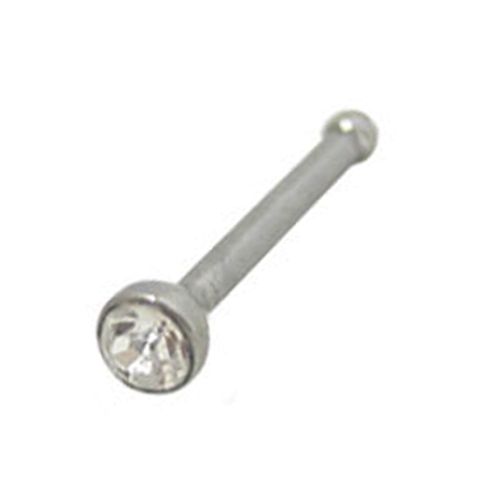 Surgical Steel 18 to 20 Gauge Nose Bone with Clear CZ