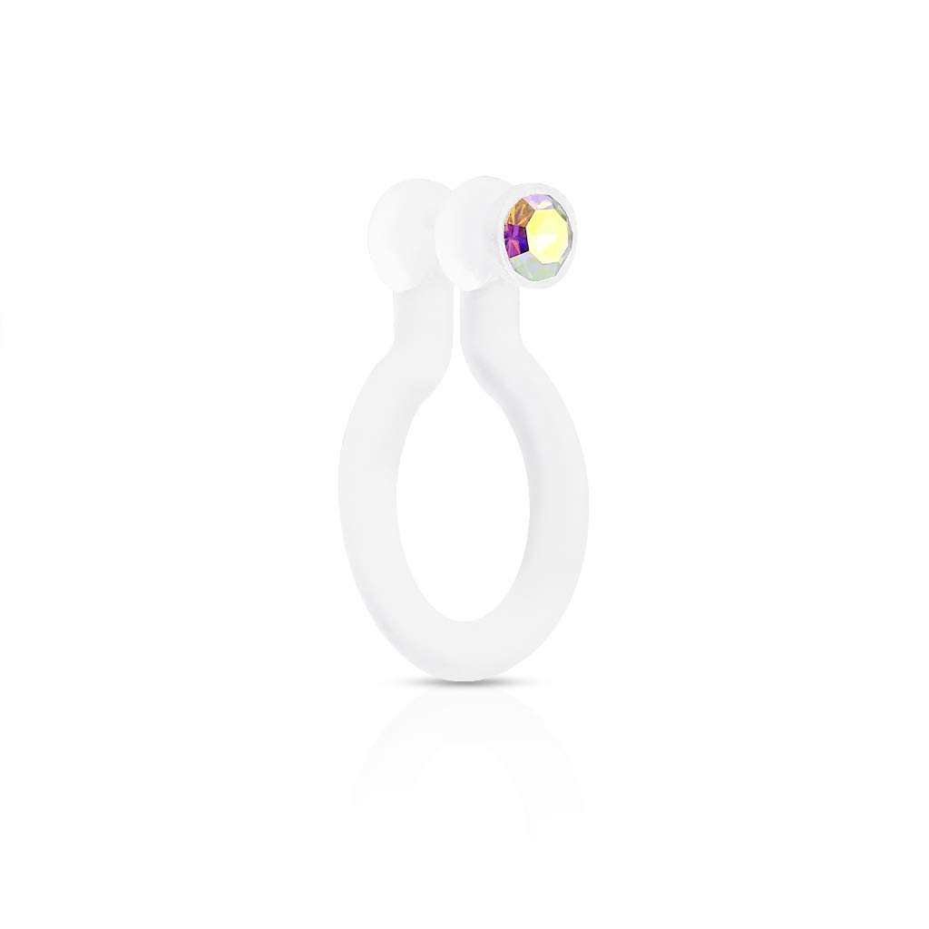 Bio-Flex Non-Piercing Fake Nose Ring with CZ - 5 Colors - photo 5
