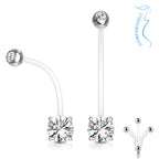 Bio-Flex Long Pregnancy Belly Ring 14 Gauge 1" (25 mm) & CZ Gem - Kruelty - Photo 2