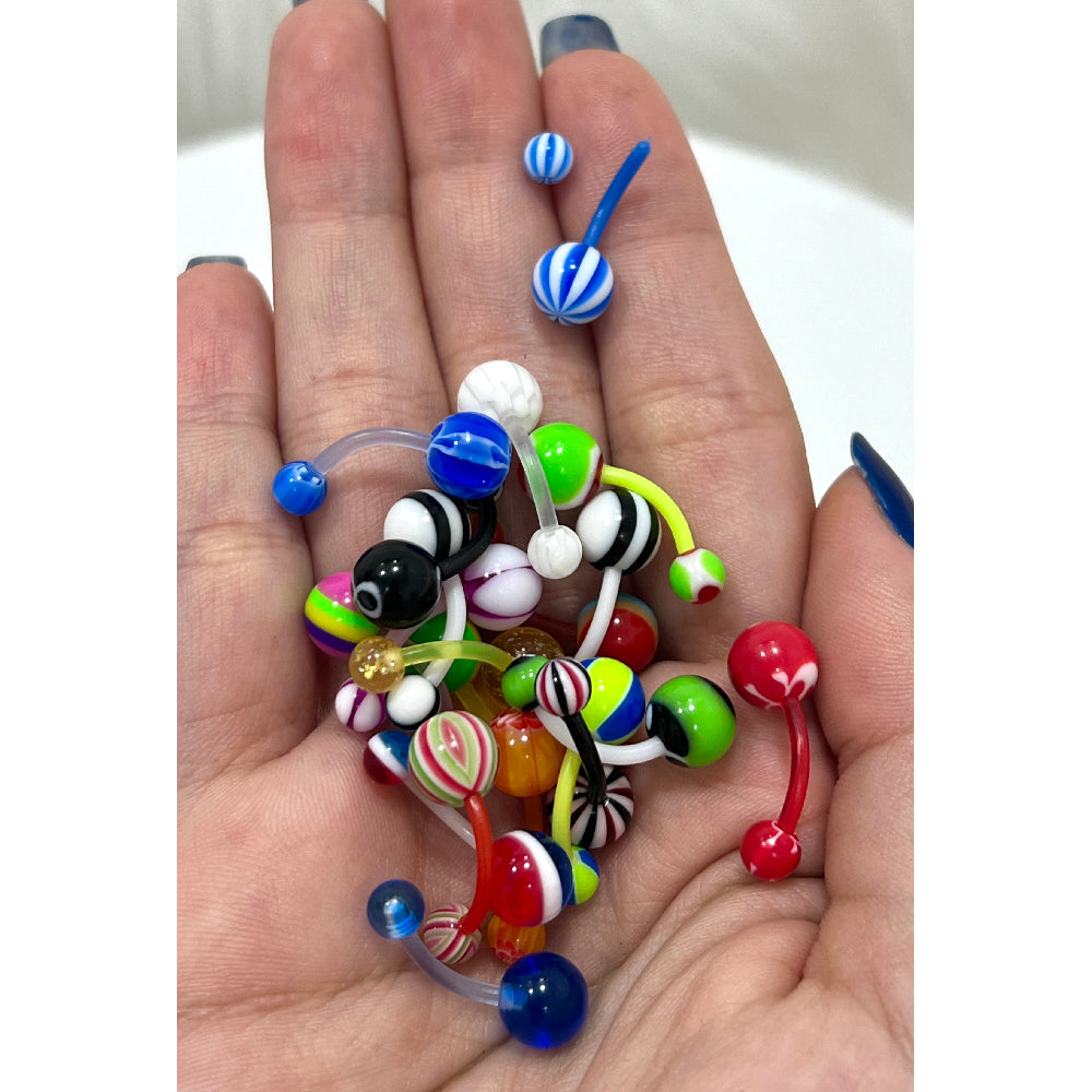 Bioflex Acrylic Belly Button Rings 14 Gauge 10mm - 20 Pack - photo 3
