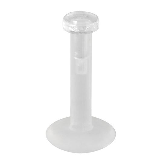 Clear Bio-Flex Labret Retainer 14 Gauge with Threadless Removable Top