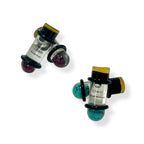 Glass 0 Gauge Bullet Shape Floating Birthstone Ear Plugs - Pair