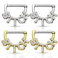 Surgical Steel 14 Gauge Paved CZ Bitch Nipple Shield 12mm - Pair