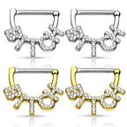 Surgical Steel 14 Gauge Paved CZ Bitch Nipple Shield 12mm - Pair