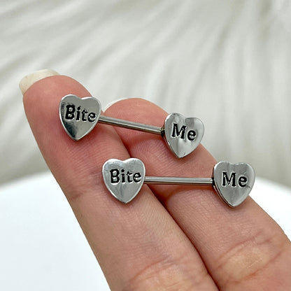 Surgical Steel 14 Gauge Nipple Barbells with Sexy Letter Heart - Pair - photo 8