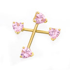 Surgical Steel Nipple Ring Barbell 14 Gauge Heart Shaped CZ Gem - Pair - Kruelty - Photo 3