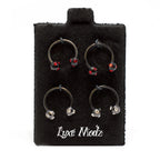 Black Surgical Steel 16 Gauge Circular Barbell CZ Gem Bead - 4 Pack