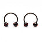 Black Surgical Steel 16 Gauge Circular Barbell CZ Gem Bead - 4 Pack