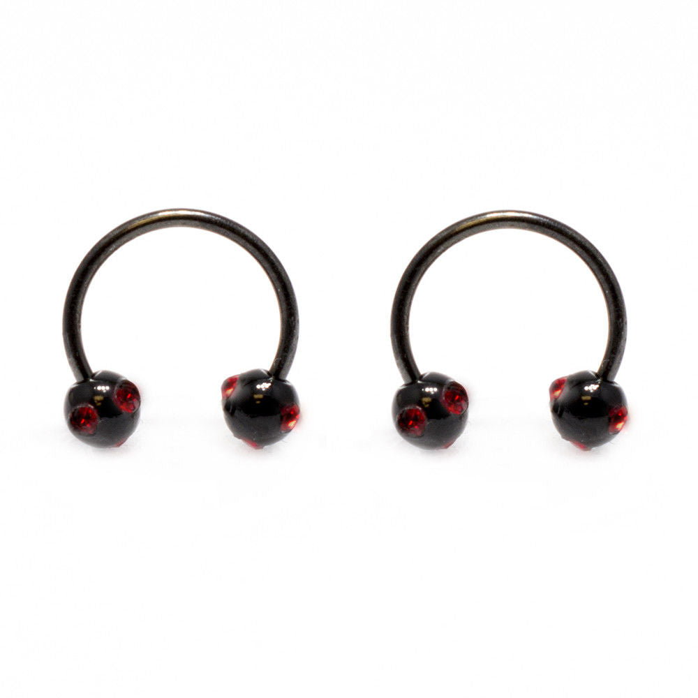 Black Surgical Steel 16 Gauge Circular Barbell CZ Gem Bead - 4 Pack
