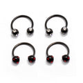 Black Surgical Steel 16 Gauge Circular Barbell CZ Gem Bead - 4 Pack