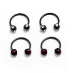 Black Surgical Steel 16 Gauge Circular Barbell CZ Gem Bead - 4 Pack