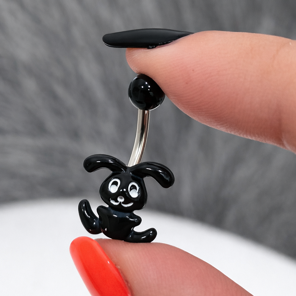 Surgical Steel 14 Gauge Belly Ring with Acrylic Bunny - photo 11