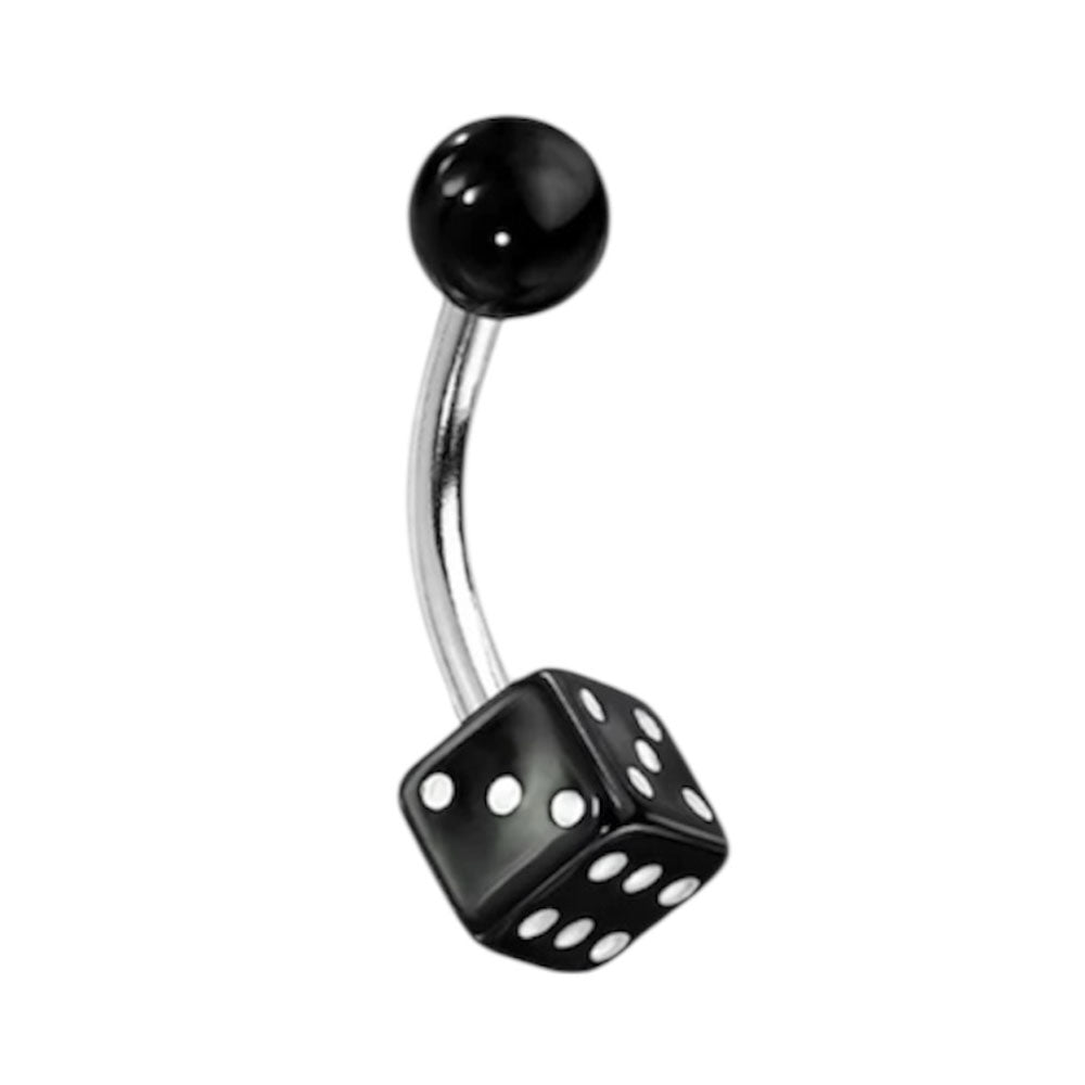 Surgical Steel 14 Gauge Belly Ring with Acrylic Dice - photo 4