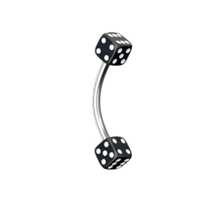 Surgical Steel Curved Barbell 16G with UV Acrylic Dice - 10 Colors - photo 5