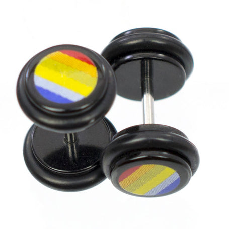 Acrylic 16 Gauge Striped Fake Gauge Plugs - Pair - photo 4