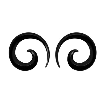 Acrylic 10 to 4 Gauge Black Spiral Ear Tapers - Pair