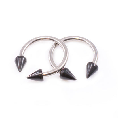 Surgical Steel 10 Gauge Horseshoe Barbell with Acrylic Spike - Pair - photo 4