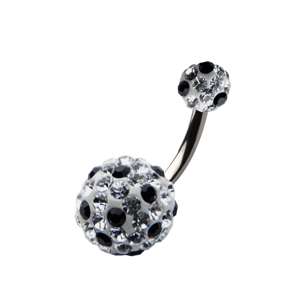 Surgical Steel 14 Gauge Black and Clear Tiffany Belly Ring - photo 2