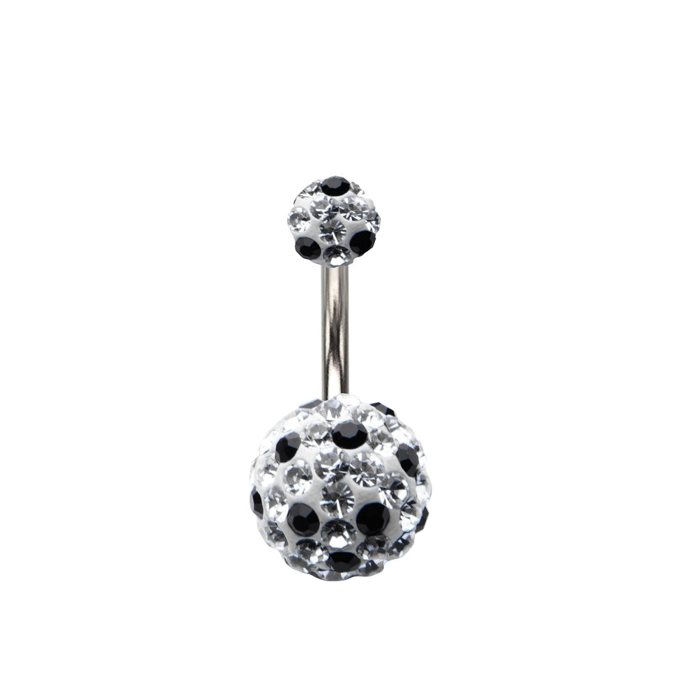 Surgical Steel 14 Gauge Black and Clear Tiffany Belly Ring