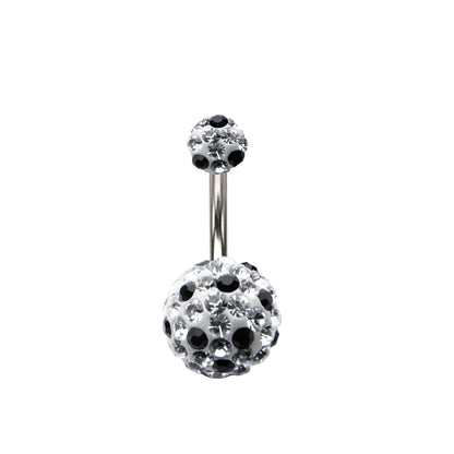 Surgical Steel 14 Gauge Black and Clear Tiffany Belly Ring