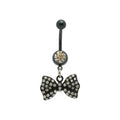 Black Anodized Surgical Steel 14 Gauge Belly Ring with Bow Tie Dangle