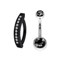 Titanium Black Belly Ring Hinged Hoop Clicker 14 Gauge Gems - Pair - Kruelty