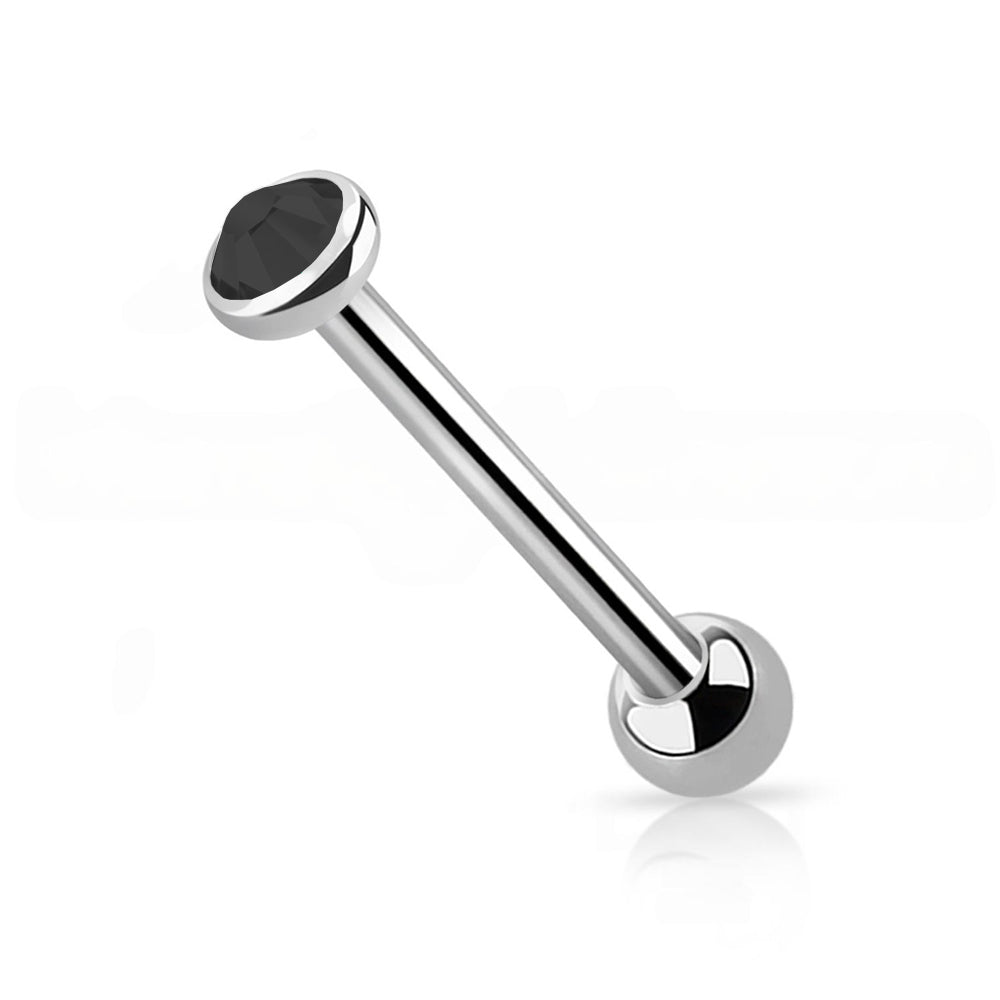Titanium Tongue Barbell 14G 14mm & 16mm with Bezel CZ Top - photo 6
