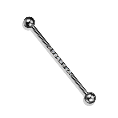 Surgical Steel 14 Gauge Industrial Barbell with CNC Lined CZ - photo 6