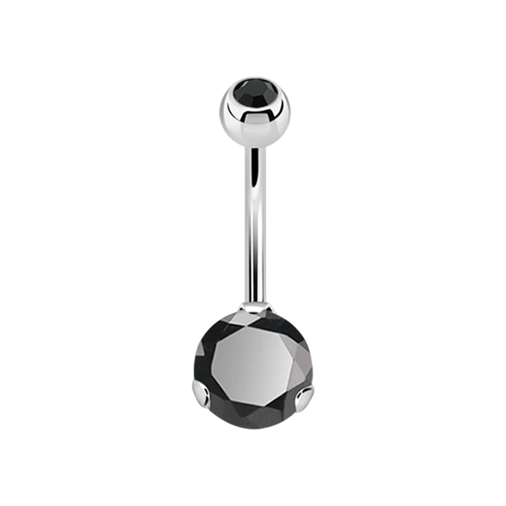 Surgical Steel 14 Gauge Crystal CZ Belly Button Ring
