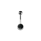 Titanium 14 Gauge Double CZ Belly Button Ring 14mm