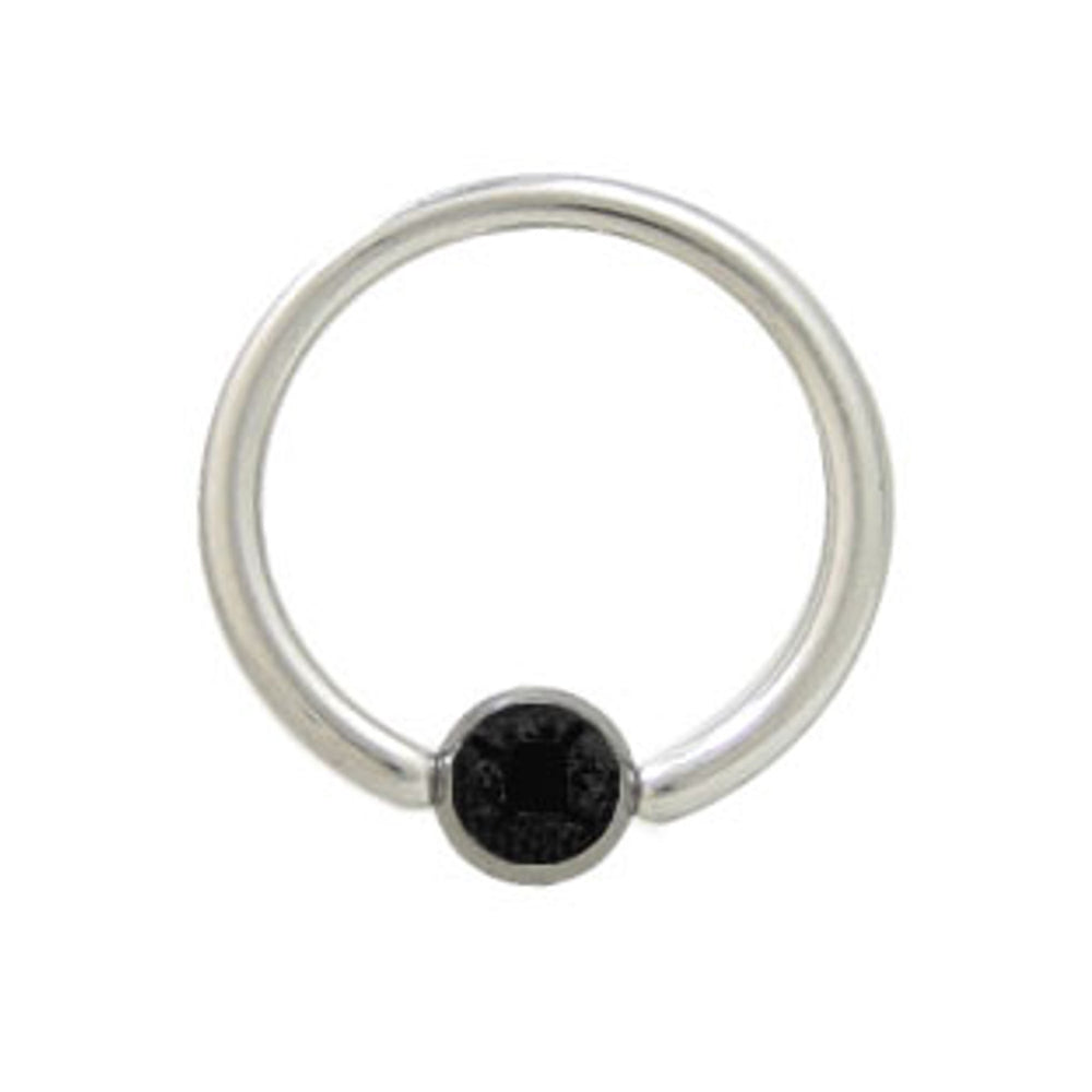 Surgical Steel 14 & 16 Gauge Captive Bead Ring with Black CZ