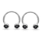 Surgical Steel 14 & 16 Gauge CZ Horseshoe Circular Barbell - Pair - photo 4