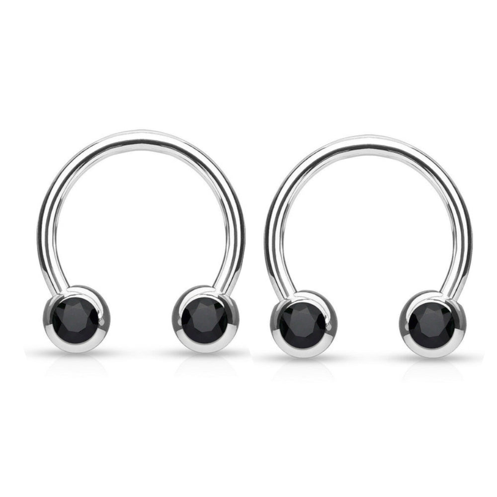 Surgical Steel 14 & 16 Gauge CZ Horseshoe Circular Barbell - Pair - photo 4